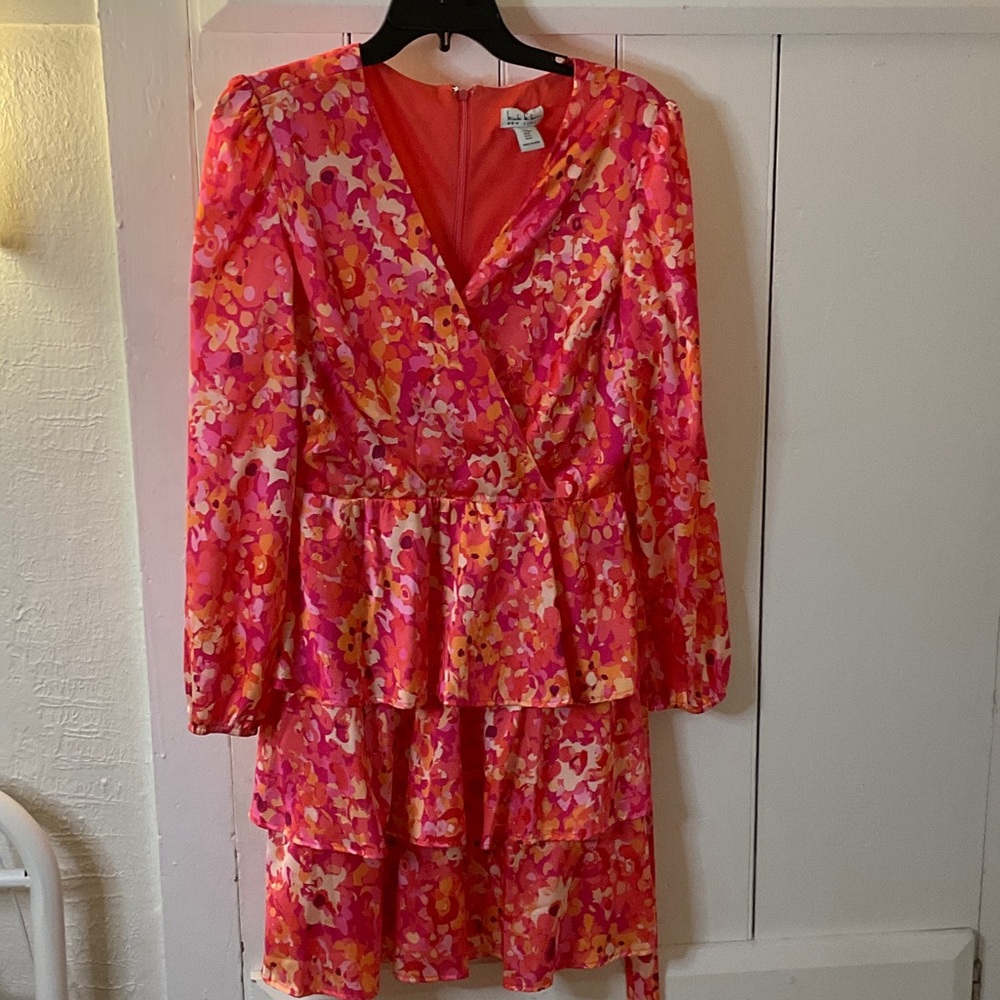 Nicole Miller Vibrant Floral Long Sleeve Dress